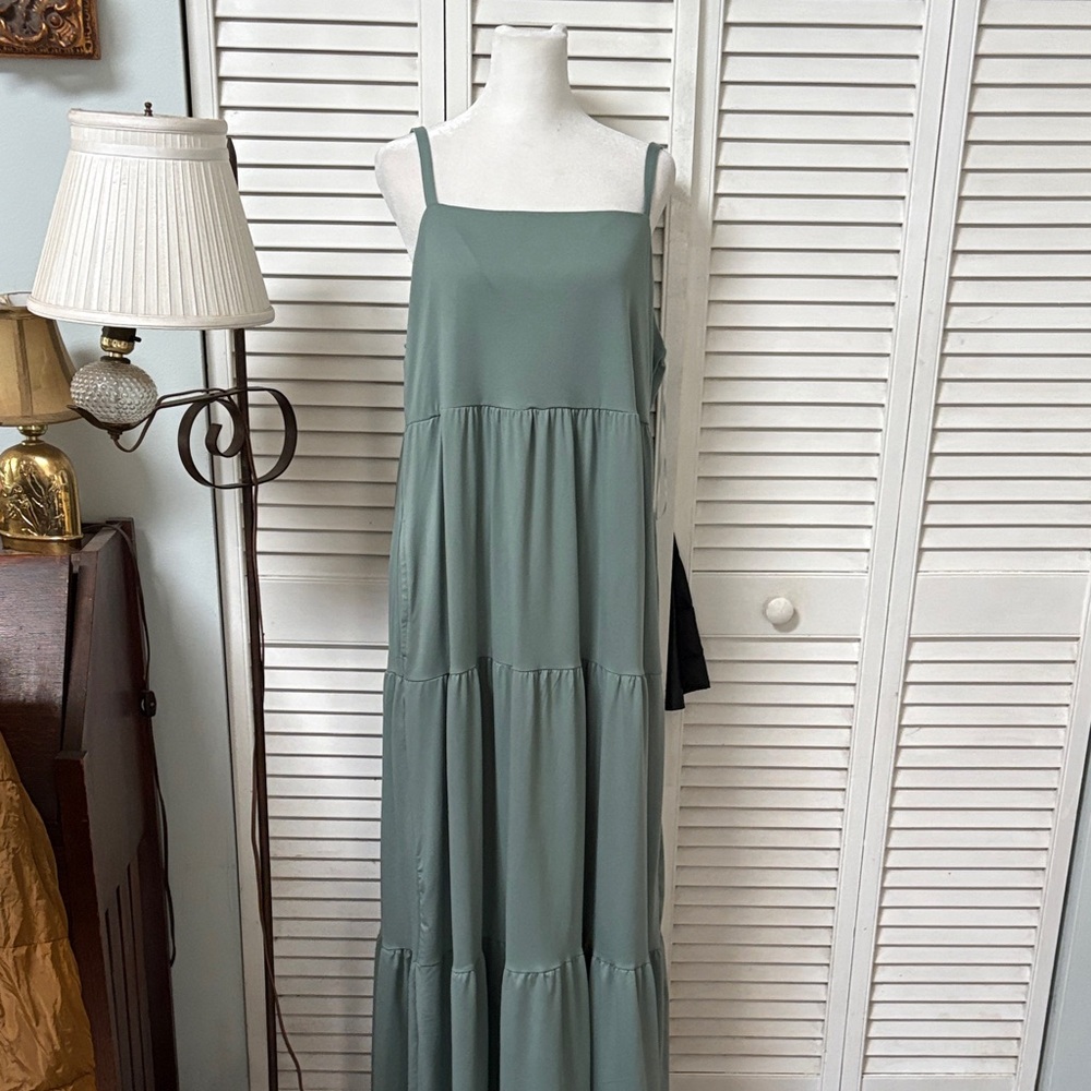 SO Sage Green Tiered Maxi Sundress